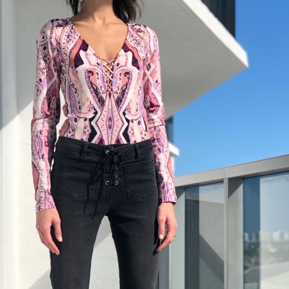 NWT Free People “Pick a Place” lace-up bodysuit - Picture 2 of 8
